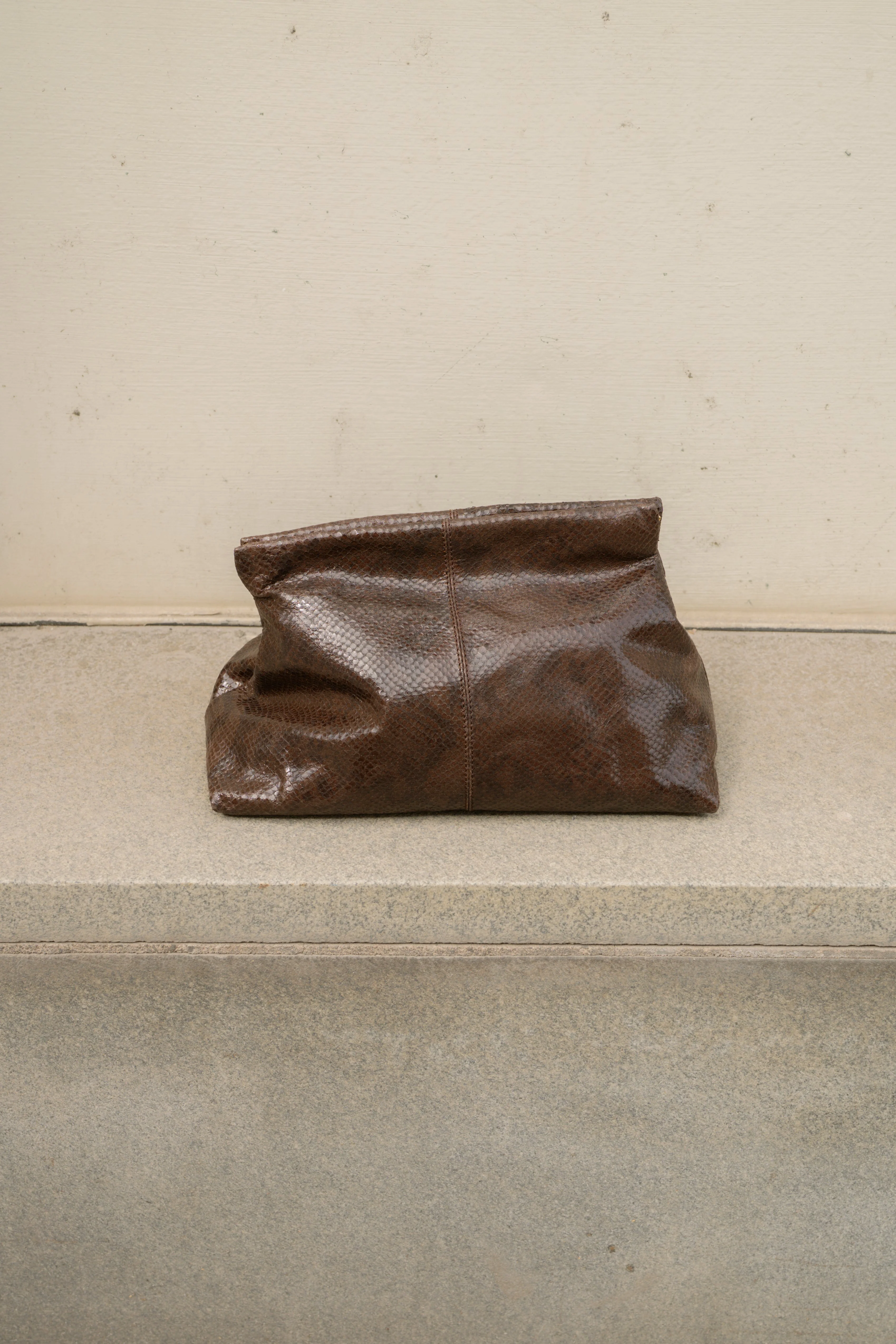 Clay Clutch Leather Chocolate Snake - Image 4