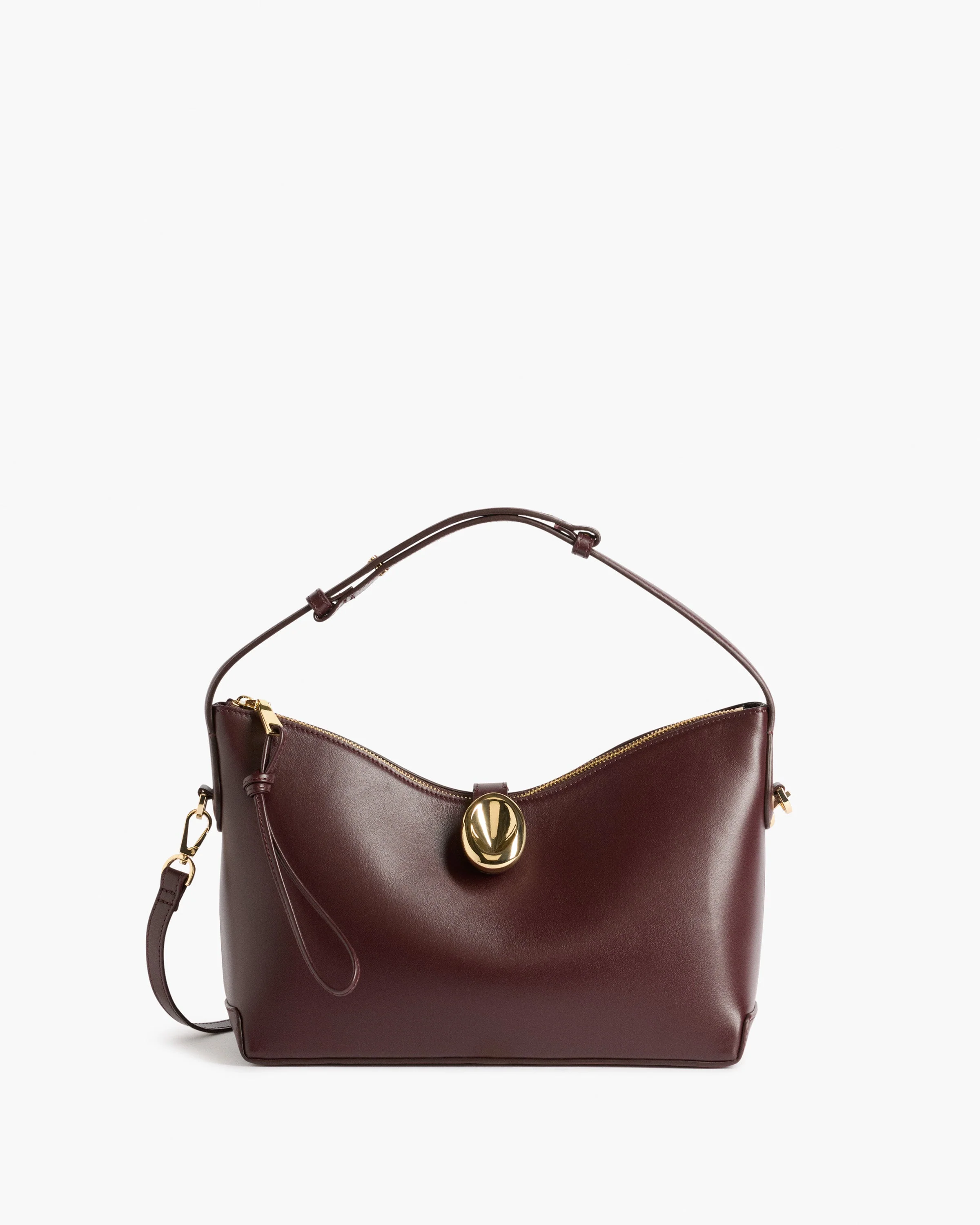 Gaia Ornament Handbag Leather Burgundy