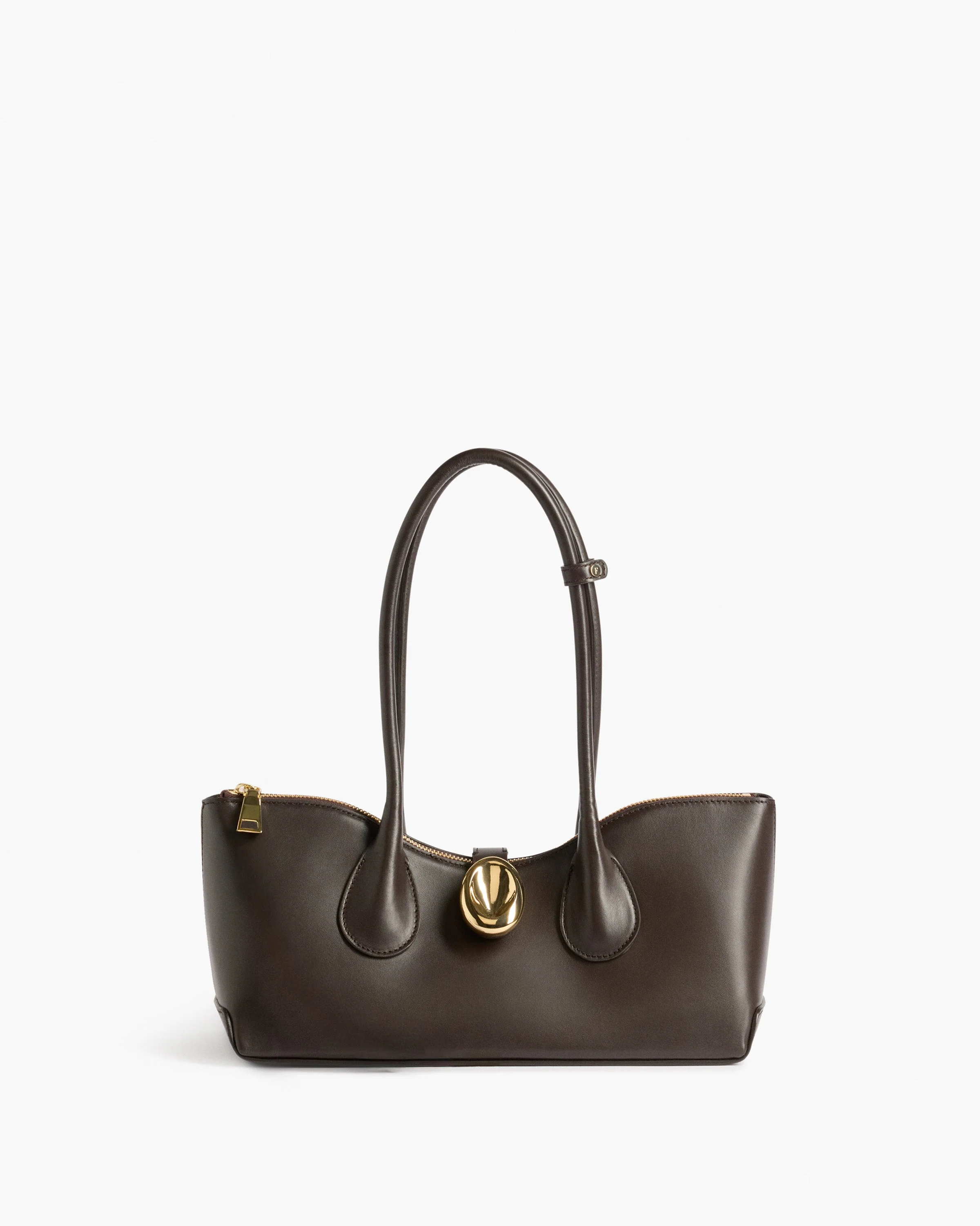 Gaia Ornament Shoulder Bag Leather Chocolate