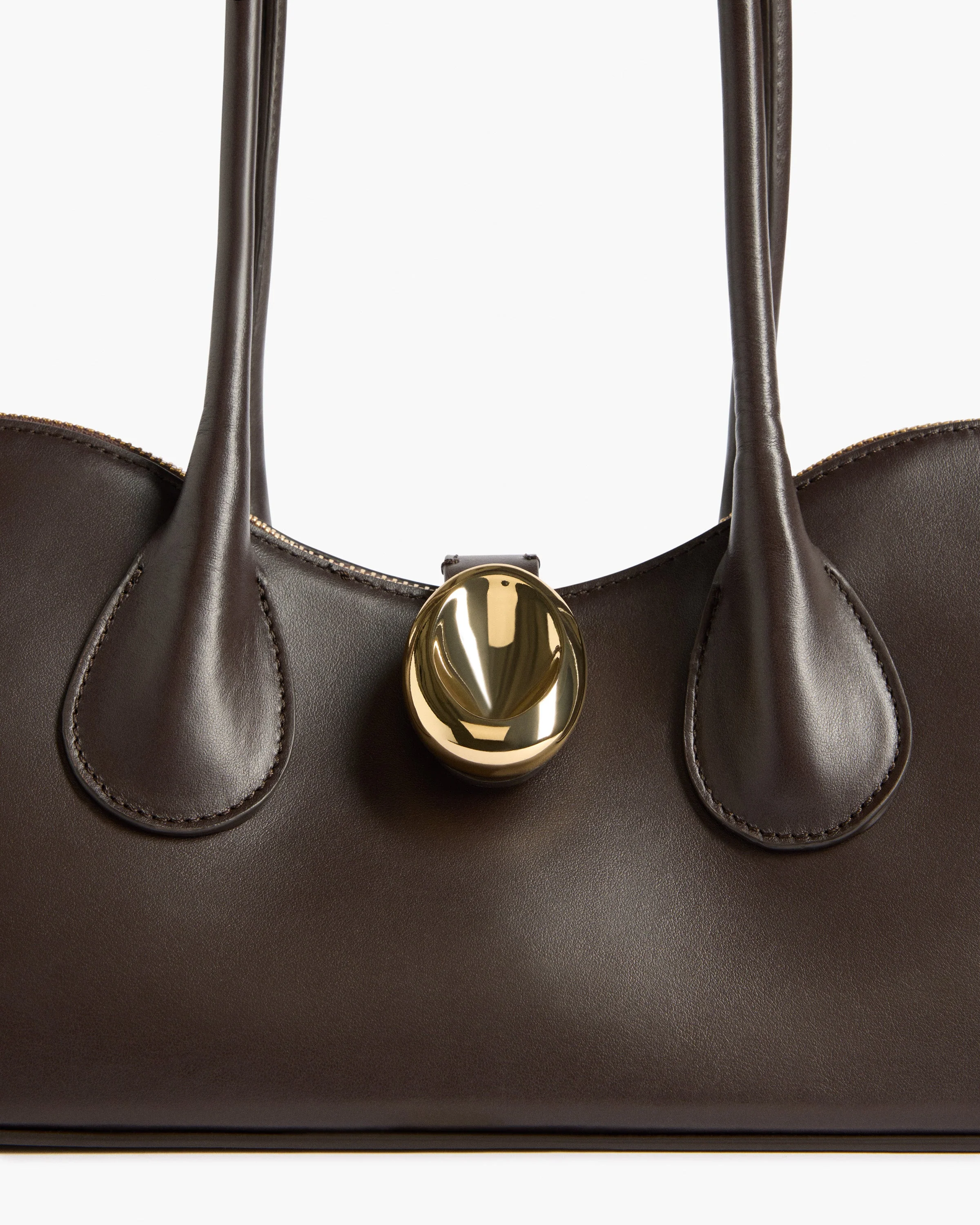 Gaia Ornament Shoulder Bag Leather Chocolate - Image 4